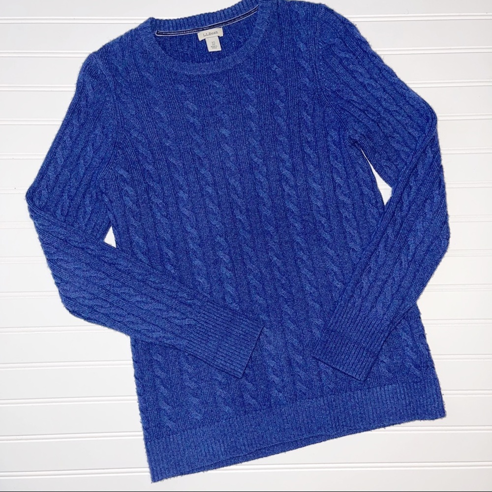 LL Bean Cashmere Cable knit Crewneck Sweater XS